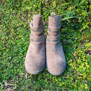 Tan Kenneth Cole Gentle Souls Suede Zip Moto Boots
